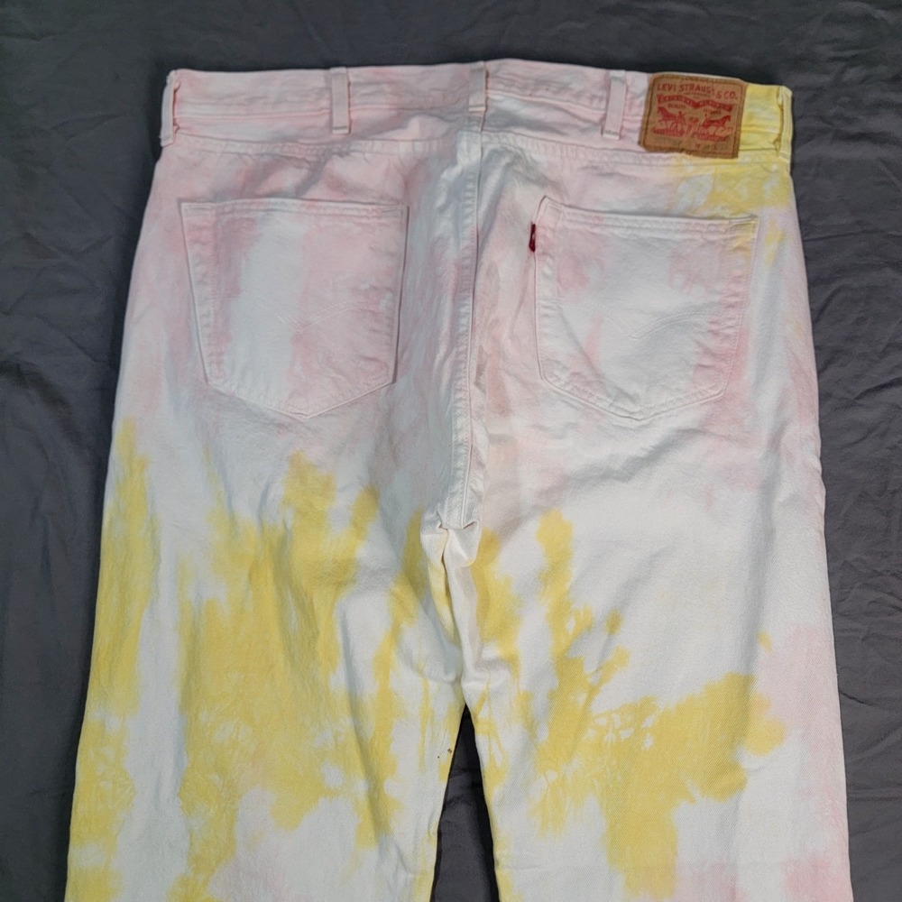 Levis 501 Jeans Men 38x34 Multicolor Tie Dye Straight Leg Button Fly Colorful 93 - Picture 4 of 11